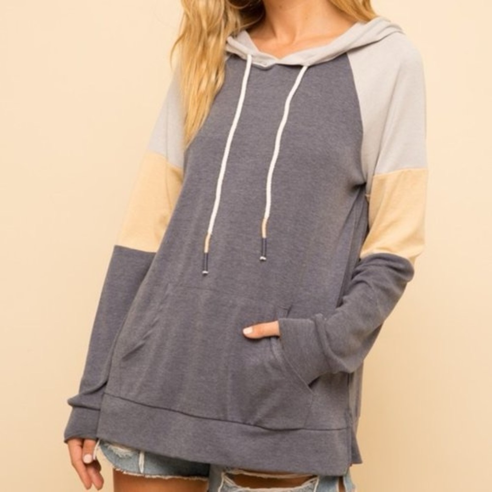 Hem & Thread Color Block Hoodie - Small - image 1